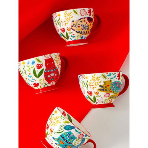 手工手繪陶瓷早餐杯創意牛奶杯女性下午茶咖啡杯喝水杯可愛燕麥杯