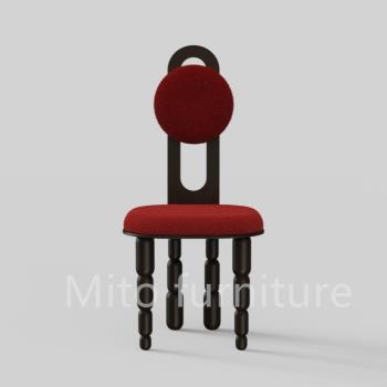 中古設計師實木餐椅法式復古家用客廳書桌椅異形靠背椅個性梳妝椅
