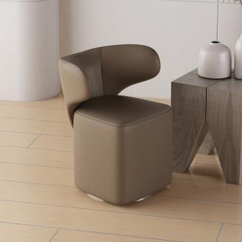 設計師款可旋轉真皮沙發化妝臺凳客廳極簡單人北歐陽臺實木休閑椅