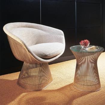 北歐Platner lounge chair普拉特納不銹鋼休閑椅設計師鐵藝金屬椅