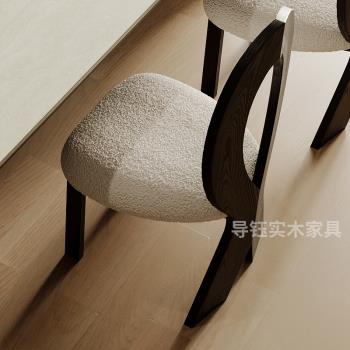法式復古餐椅設計師現代簡約風全實木椅子小戶型家用中古風人魚椅