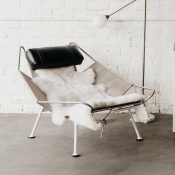 極簡編織創意異形躺椅旗繩椅丹麥設計師單人休閑椅網紅別墅沙發椅