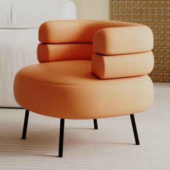 北歐單人沙發椅簡約輕奢奶油風現代設計師客廳現代高級真皮休閑椅