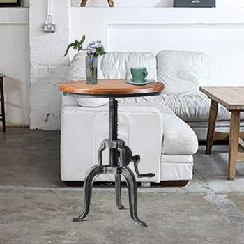 工業風創意簡約升降茶幾邊幾移動實木鐵藝客廳桌床邊桌咖啡桌復古