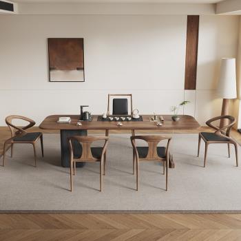 新中式北美黑胡桃木茶桌椅組合 實木辦公室會客廳功夫泡茶臺