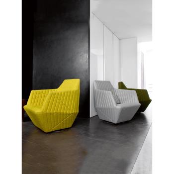 北歐意式創意簡約時尚條紋菱形組合沙發椅子樣板房售樓處接待椅子