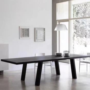 北歐實木餐桌現代簡約極簡辦公桌設計師創意工作臺原木洽談桌長桌