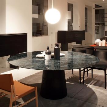 天然大理石圓形極簡設計師餐桌