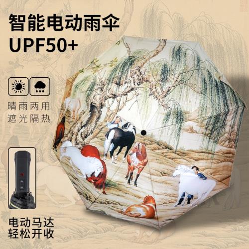 智能電動傘全自動自開自收晴雨兩用防曬傘故宮文創高檔端禮品物傘