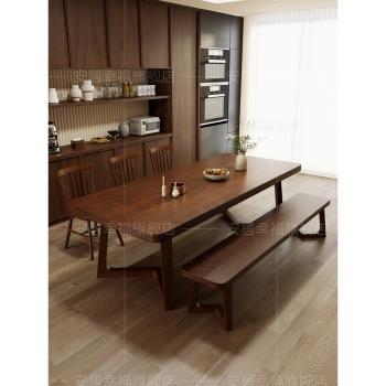 餐桌全實木原木飯桌吃飯桌子加厚家用輕奢簡約現代長方形桌椅組合