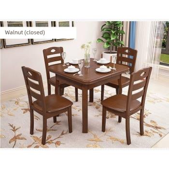 實木餐桌椅組合可伸縮正方形長方形飯桌全實木餐桌小戶型家用飯桌