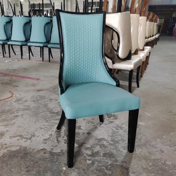 簡約現代實木椅子軟包靠背餐椅家用酒店包廂餐廳椅皮革PU時尚椅子