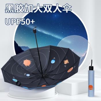 天堂遮陽傘雙人傘大號十骨太陽傘防曬晴雨兩用折疊加大號黑膠雨傘