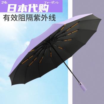 日本自動雨傘男女摺疊遮陽傘加大加固晴雨兩用防曬抗UV加厚遮