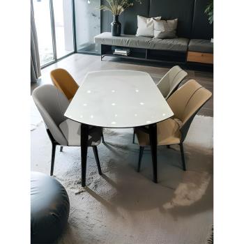 大理石餐桌微晶石跳臺方桌可變圓桌圓型長方形伸縮小戶型飯桌現代