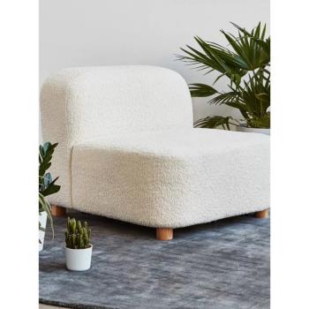 北歐羊羔絨單人沙發網紅無扶手沙發椅美式小戶型客廳沙發凳組合