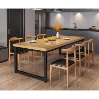 餐桌長方形家用小戶型現代簡約仿實木餐廳餐桌椅組合客廳吃飯桌子