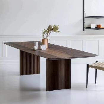 簡約現代白蠟木全實木餐桌設計師創意辦公桌老松木家用長方形書桌