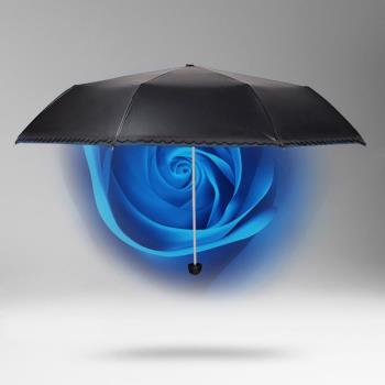 老款品牌Kobold傘遮陽傘女黑膠玫瑰便攜傘防紫外線50+三折疊防曬