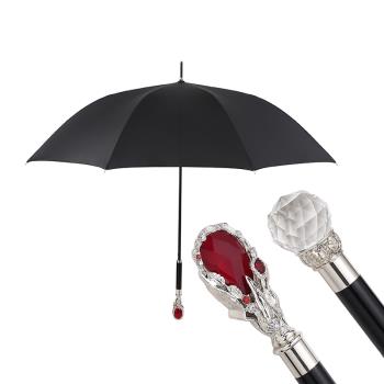 黑膠水晶頭高檔紅寶石防曬長雨傘