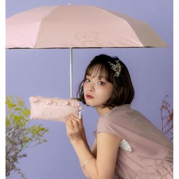 日本WPC迷你五折傘防曬遮陽太陽傘拼接玉桂狗美樂蒂KITTY黑膠晴雨