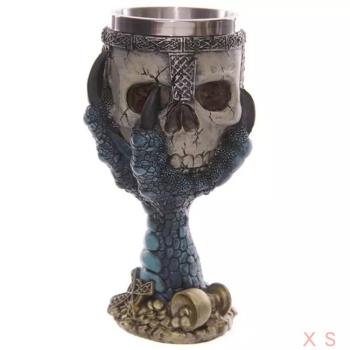 創意水杯3D立體骷髏杯骷髏頭水杯馬克杯不銹鋼水杯樹脂骷髏杯