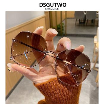 DSGUTWO 太陽鏡女2024新款墨鏡潮高階感防紫外線偏光眼鏡大臉圓臉