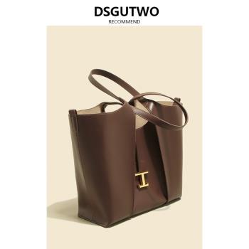 DSGUTWO真皮大容量手提托特包