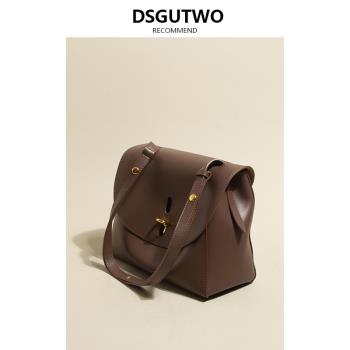 DSGUTWO 小眾設計真皮包2021新款單肩小方包女大容量腋下包斜挎包