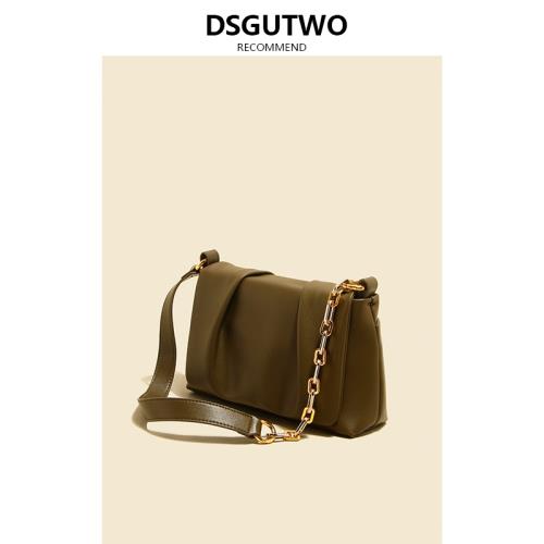 DSGUTWO 女秋冬小眾女包2021新款潮百搭褶皺云朵包單肩斜挎腋下包