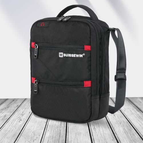 瑞士軍刀斜挎包男單肩包休閑防水布包旅行商務挎包韓版潮流小背包