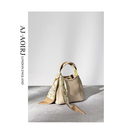 【英國AJ AOIRJ】 小眾設計真皮便當包女包氣質軟皮水桶包包手提