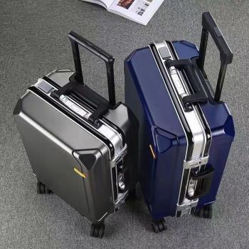 新款行李箱鋁框24寸pc商務旅行箱密碼學生萬向輪拉桿箱男拉鏈款