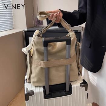 Viney包包女士2024新款斜挎女包大容量單肩帆布雙肩背包通勤旅行