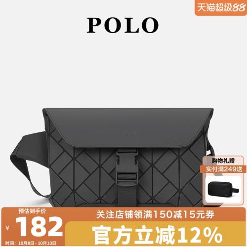 POLO新品男士時尚斜挎包原創設計高級機能風菱格小包單肩包男小眾