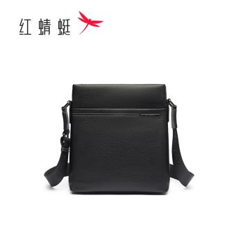 紅蜻蜓休閑單肩包2022冬季新款男包商務真皮日字包簡約通勤斜挎包