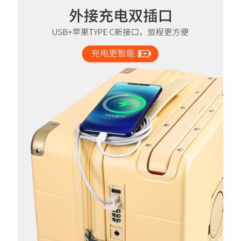 Viney行李箱女旅行箱小20寸新款多功能密碼登機箱24皮子寬拉桿男