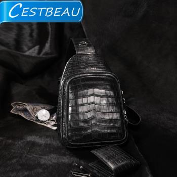 cestbeau尼羅鱷肚皮單肩休閑胸包