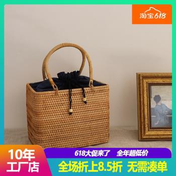 越南秋藤編手提包大容量沙灘海邊度假草編包夏季新款ins小清新女