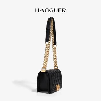 HANGUER&CK【背出氣質】高級感時尚 大氣菱格鏈條小香風斜挎女包