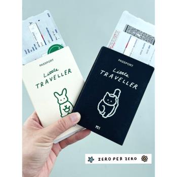 韓國ZEROPERZERO可愛插畫ins出國旅行便攜護照夾機票證件卡保護套