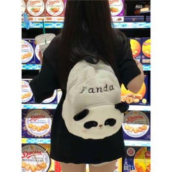 熊貓包包雙肩包大容量單肩手提包日系可愛卡通少女毛絨玩偶背包冬