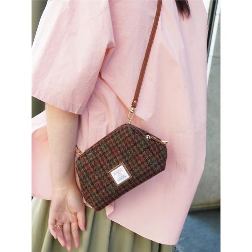 哈里斯斜挎包女Harris tweed手工斜挎包高級感小挎包復古百搭小包