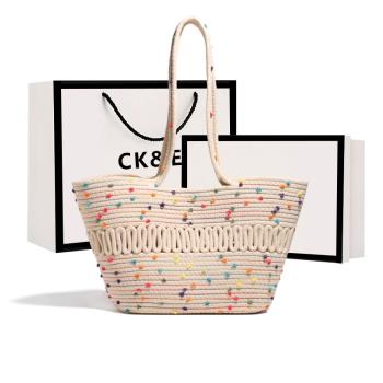 ck&eq草編包女2024新款高階感小眾單肩編織托特包大容量腋下包