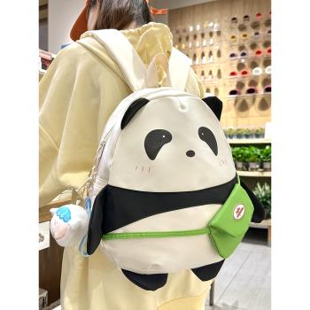 小學生春游雙肩包女童學生女熊貓背包補習可愛女孩國風小書包肩包
