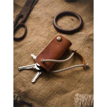 吉卡尼 美式阿美咔嘰手工鑰匙扣皮套鎖匙收納包真皮個性創意潮牌
