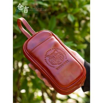 夏天必入手拿包！倉吉手工牛皮手機包核桃手串文玩收納包真皮錢包