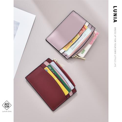 新加坡小kc女式真皮拉鏈駕駛證小卡包牛皮零錢包超薄撞色迷你錢包