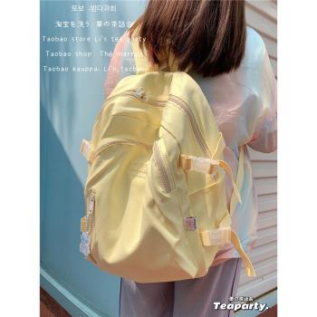 純色森系休閑書包女 韓版小清新少女揹包日系ins風高中學生雙肩包