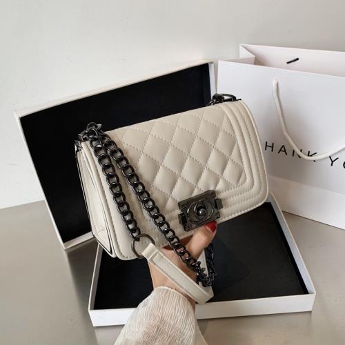 2025新質感通勤女包菱格繡線單肩包百搭腋下斜挎包小香風女包潮